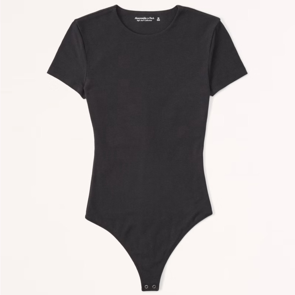 Short Sleeve Cotton Blended Seamless Fabric Crew Bodysuit ABERCROMBIE & FITCH